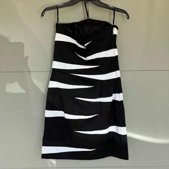 Y2K Jessica McClintock Strapless Zebra Stripe Bodycon Cocktail Dress, SZ M - Picture 3 of 13